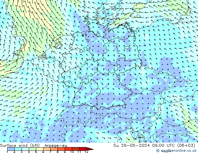  10 m (bft) Arpege-eu  26.05.2024 09 UTC