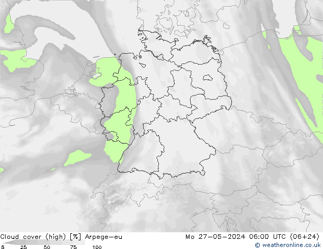 Bewolking (Hoog) Arpege-eu ma 27.05.2024 06 UTC