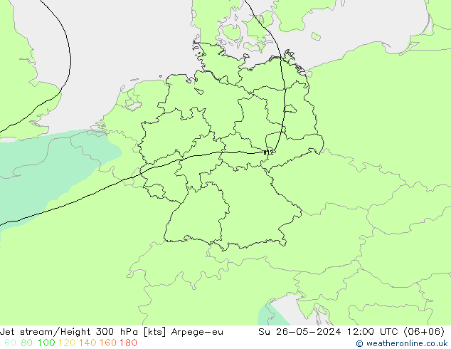 Jet stream/Height 300 hPa Arpege-eu Su 26.05.2024 12 UTC