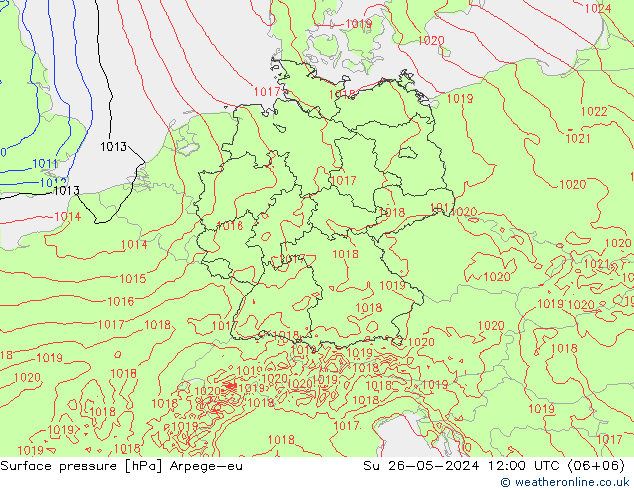 Surface pressure Arpege-eu Su 26.05.2024 12 UTC