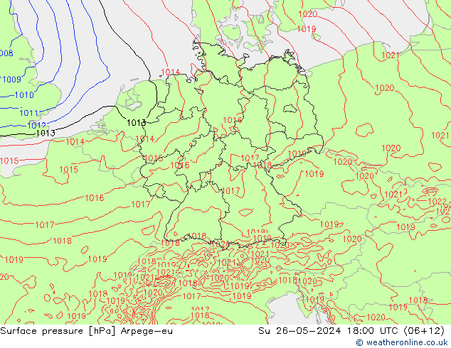 Atmosférický tlak Arpege-eu Ne 26.05.2024 18 UTC