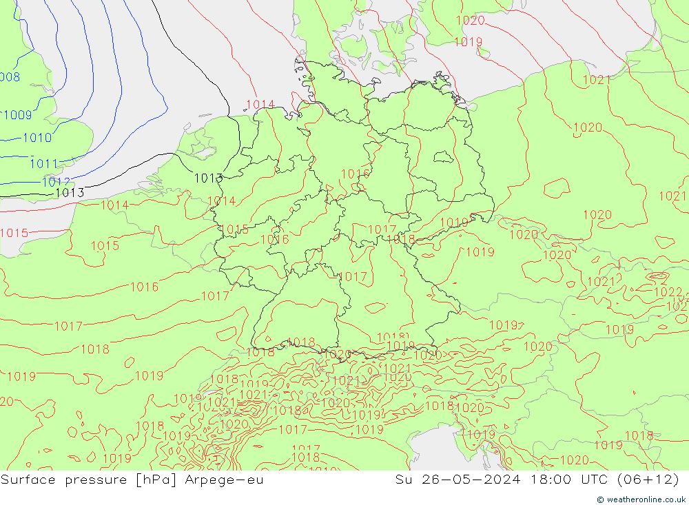 pression de l'air Arpege-eu dim 26.05.2024 18 UTC
