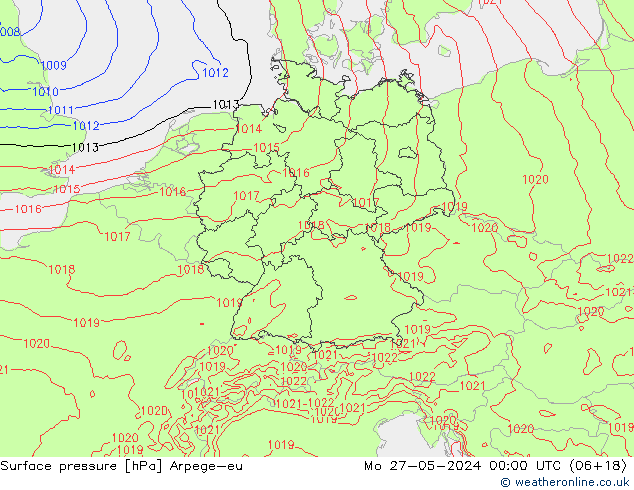 Surface pressure Arpege-eu Mo 27.05.2024 00 UTC