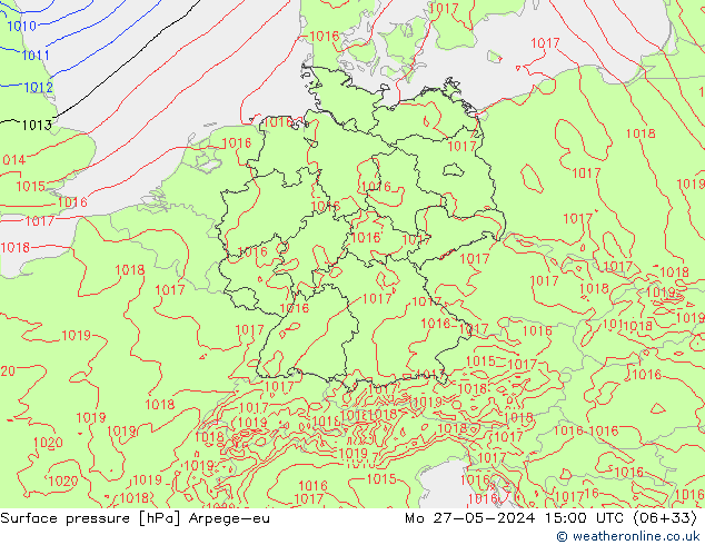 приземное давление Arpege-eu пн 27.05.2024 15 UTC