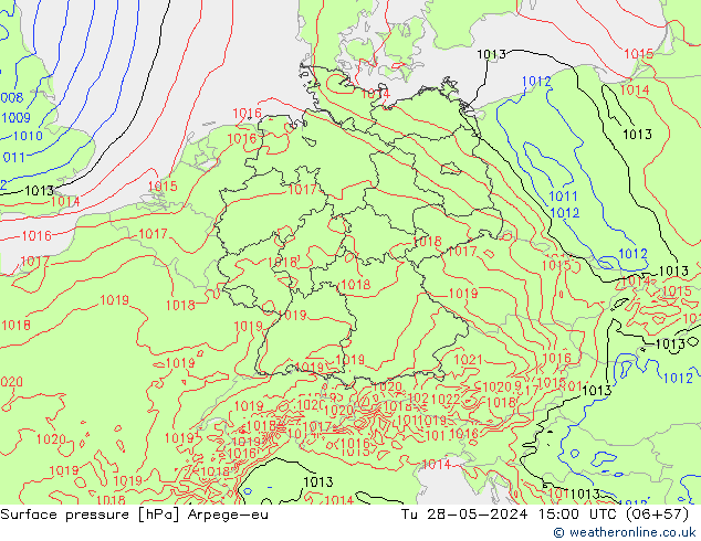 Presión superficial Arpege-eu mar 28.05.2024 15 UTC