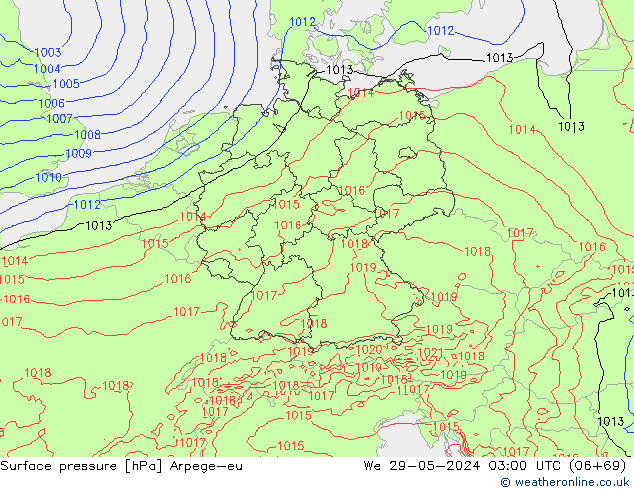 Surface pressure Arpege-eu We 29.05.2024 03 UTC