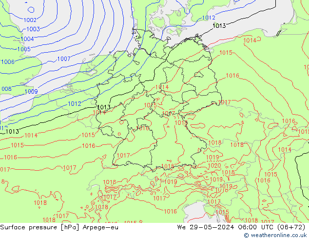 pressão do solo Arpege-eu Qua 29.05.2024 06 UTC