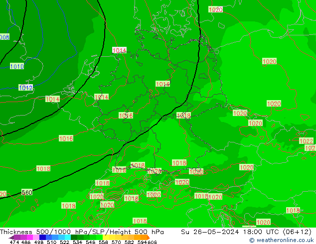 Thck 500-1000hPa Arpege-eu dom 26.05.2024 18 UTC