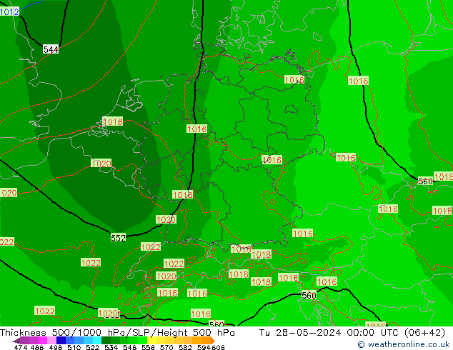 Dikte 500-1000hPa Arpege-eu di 28.05.2024 00 UTC