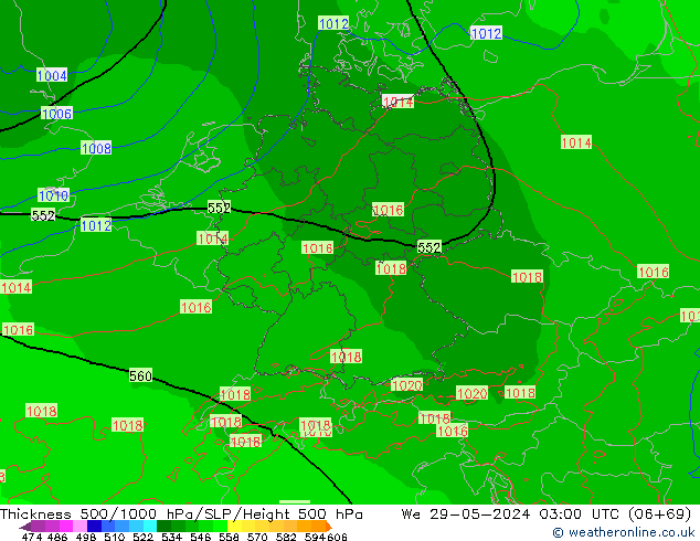 Thck 500-1000гПа Arpege-eu ср 29.05.2024 03 UTC