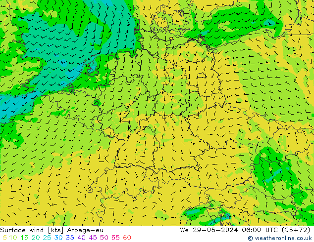 Wind 10 m Arpege-eu wo 29.05.2024 06 UTC
