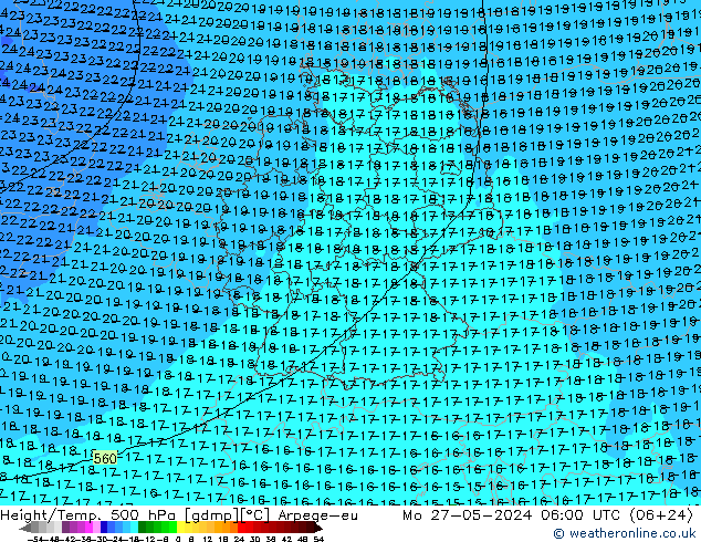 Hoogte/Temp. 500 hPa Arpege-eu ma 27.05.2024 06 UTC