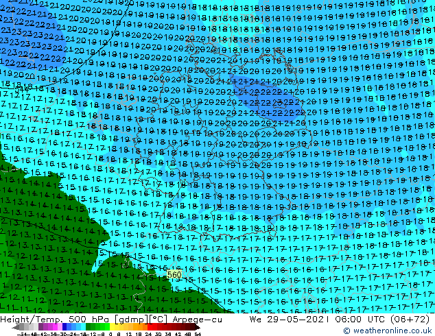 Height/Temp. 500 hPa Arpege-eu We 29.05.2024 06 UTC