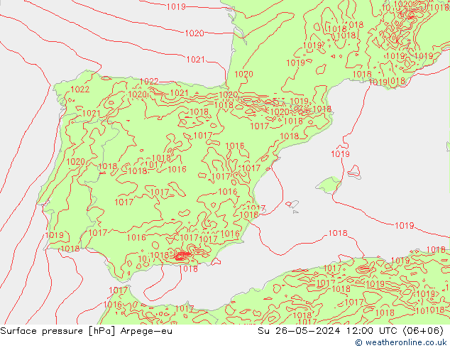 Surface pressure Arpege-eu Su 26.05.2024 12 UTC