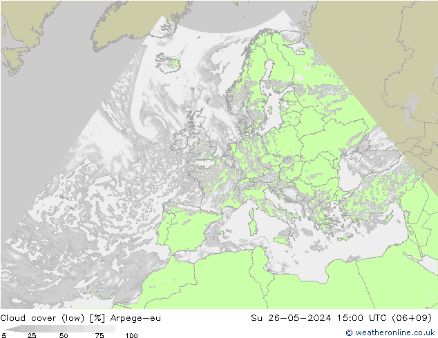 Bulutlar (düşük) Arpege-eu Paz 26.05.2024 15 UTC