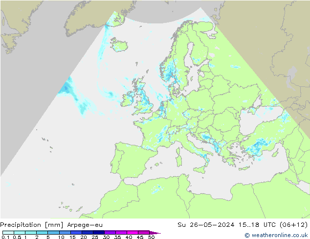 Niederschlag Arpege-eu So 26.05.2024 18 UTC