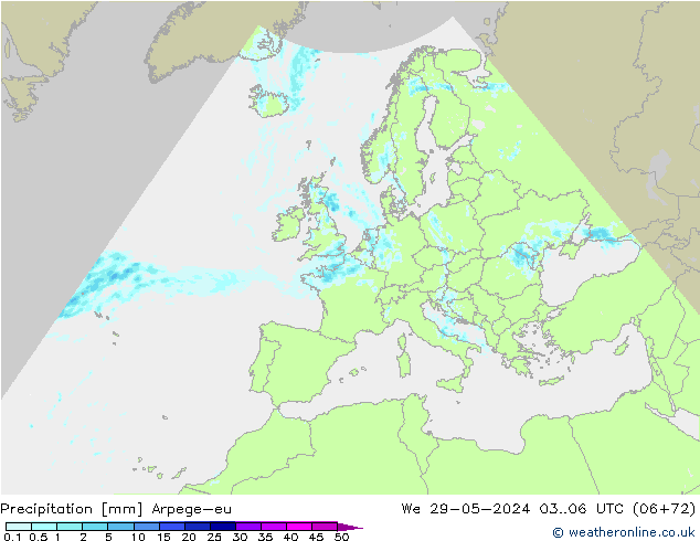 Srážky Arpege-eu St 29.05.2024 06 UTC