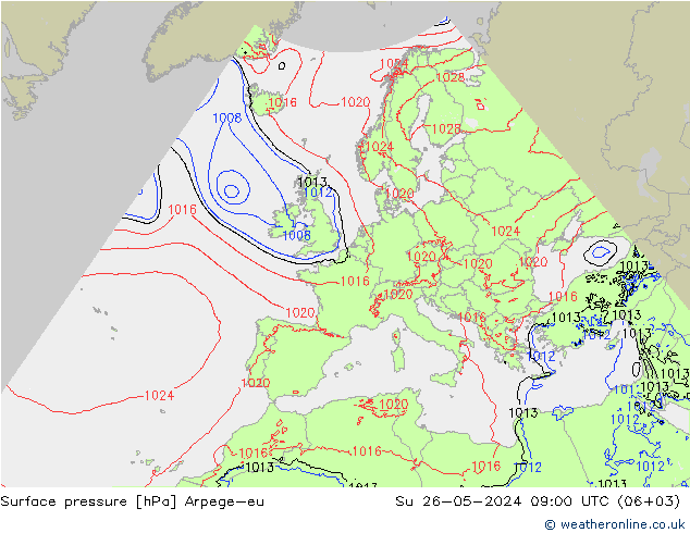 pression de l'air Arpege-eu dim 26.05.2024 09 UTC