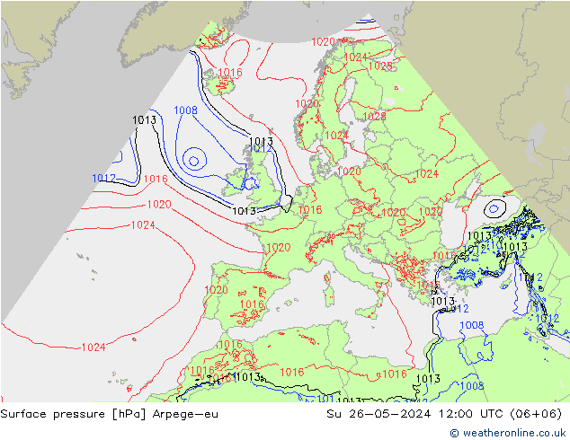 pressão do solo Arpege-eu Dom 26.05.2024 12 UTC