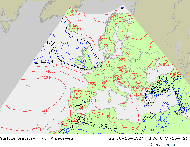 Surface pressure Arpege-eu Su 26.05.2024 18 UTC