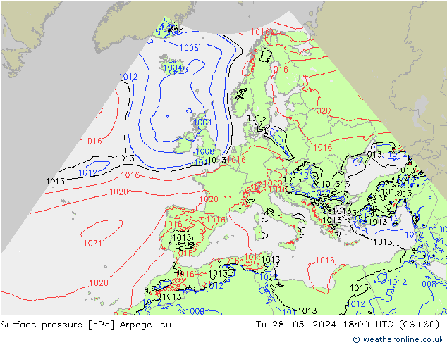 приземное давление Arpege-eu вт 28.05.2024 18 UTC