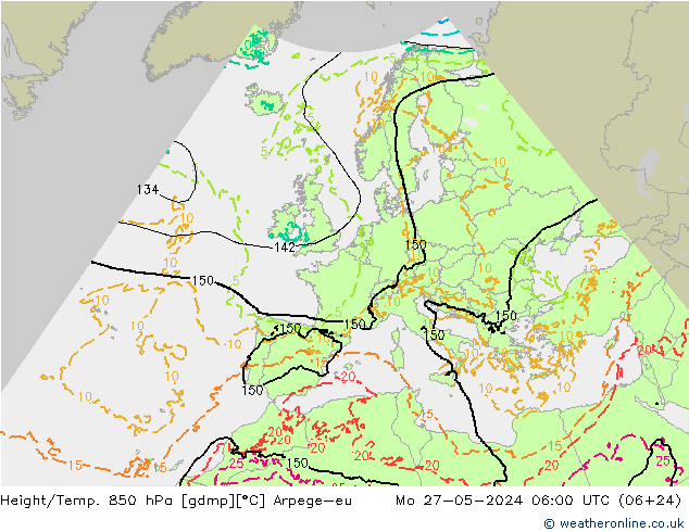 Height/Temp. 850 hPa Arpege-eu Mo 27.05.2024 06 UTC