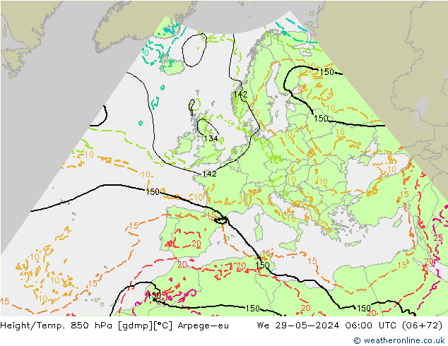 Height/Temp. 850 hPa Arpege-eu  29.05.2024 06 UTC