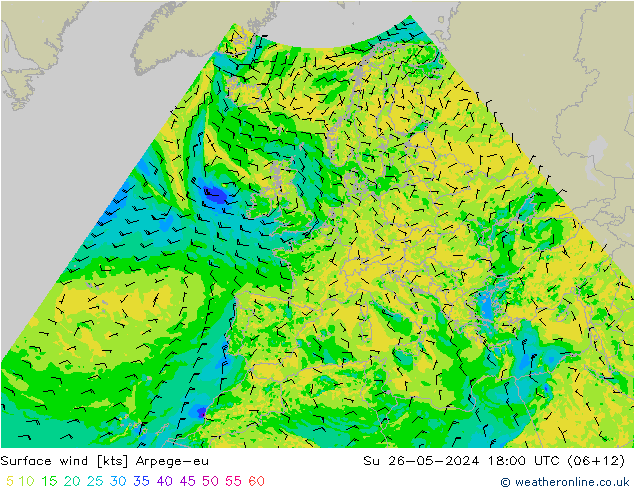 Surface wind Arpege-eu Su 26.05.2024 18 UTC
