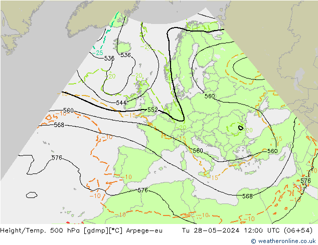 Height/Temp. 500 hPa Arpege-eu mar 28.05.2024 12 UTC