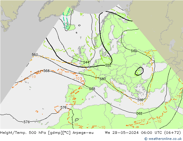 Height/Temp. 500 гПа Arpege-eu ср 29.05.2024 06 UTC