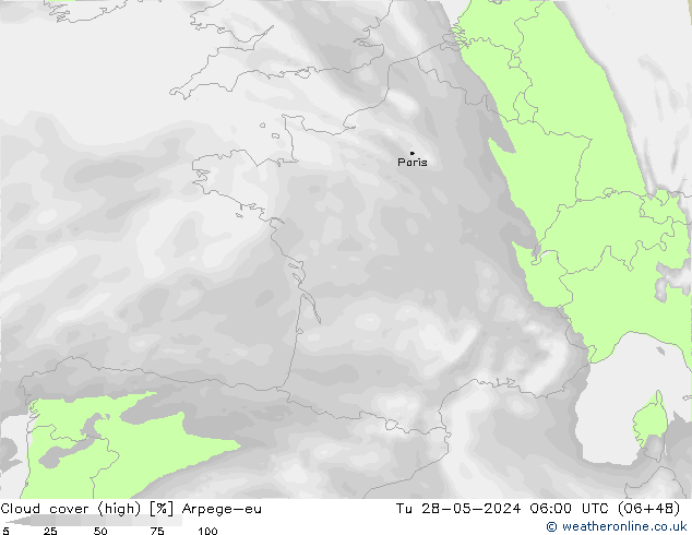 Wolken (hohe) Arpege-eu Di 28.05.2024 06 UTC