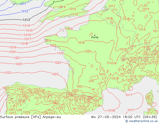 pression de l'air Arpege-eu lun 27.05.2024 18 UTC