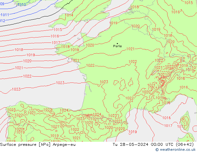 Bodendruck Arpege-eu Di 28.05.2024 00 UTC