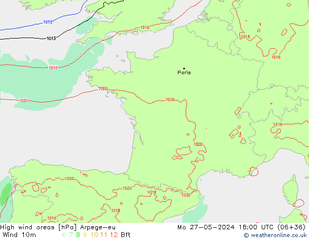High wind areas Arpege-eu lun 27.05.2024 18 UTC