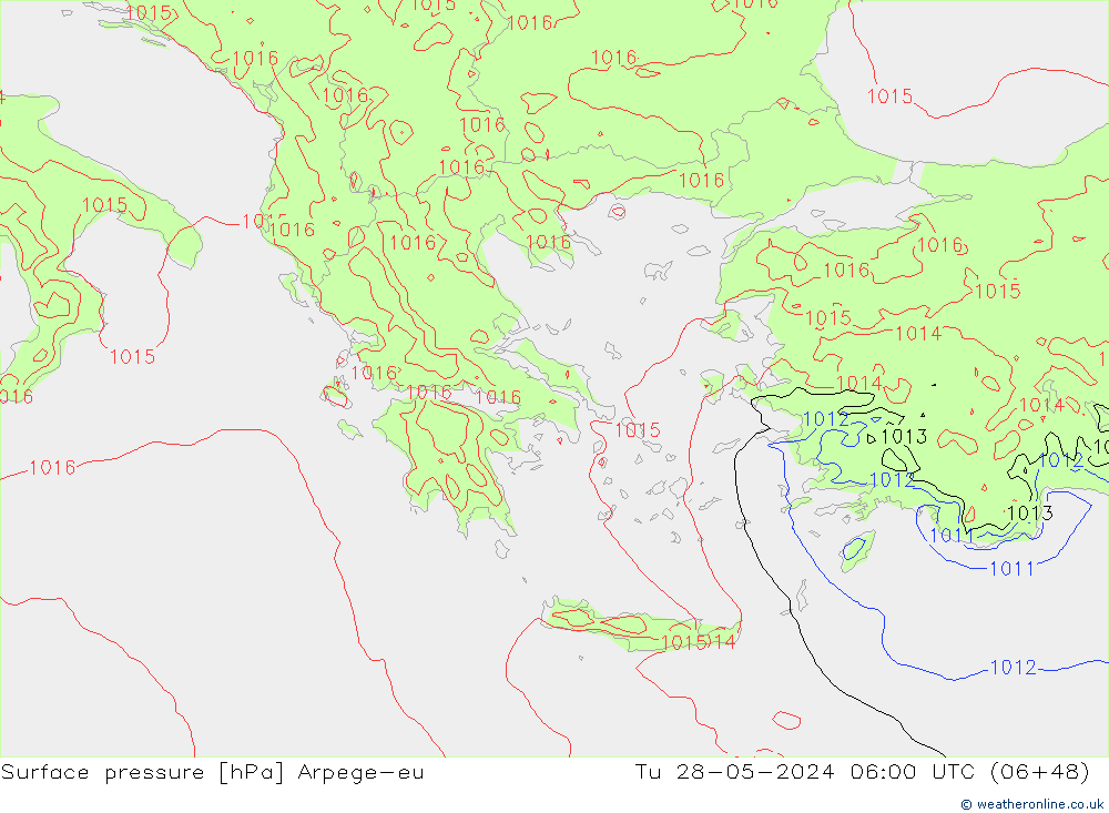pressão do solo Arpege-eu Ter 28.05.2024 06 UTC