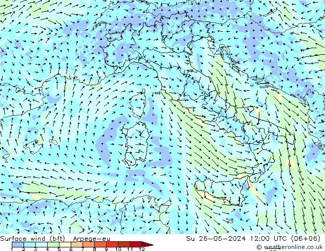  10 m (bft) Arpege-eu  26.05.2024 12 UTC