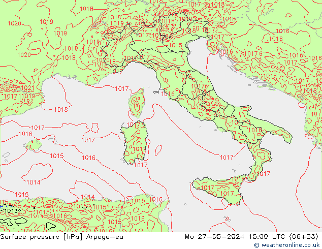 pressão do solo Arpege-eu Seg 27.05.2024 15 UTC