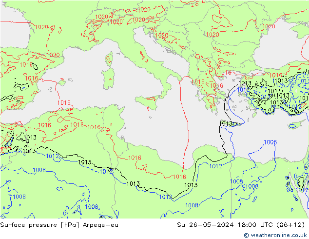 Luchtdruk (Grond) Arpege-eu zo 26.05.2024 18 UTC