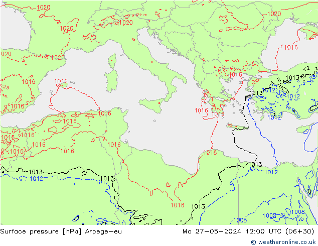 Presión superficial Arpege-eu lun 27.05.2024 12 UTC