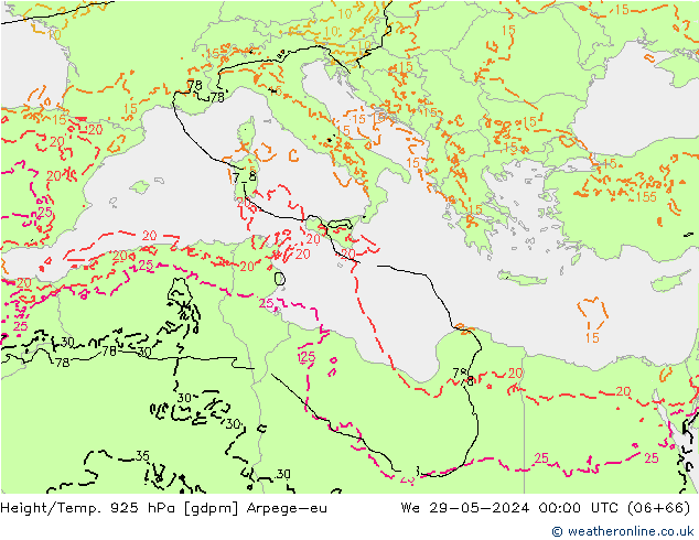Height/Temp. 925 hPa Arpege-eu  29.05.2024 00 UTC