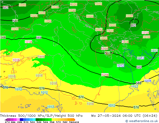 Thck 500-1000hPa Arpege-eu Po 27.05.2024 06 UTC