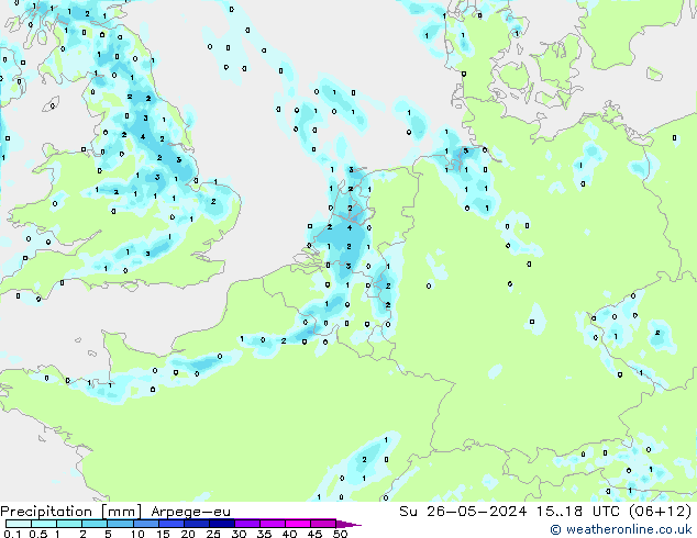 Niederschlag Arpege-eu So 26.05.2024 18 UTC