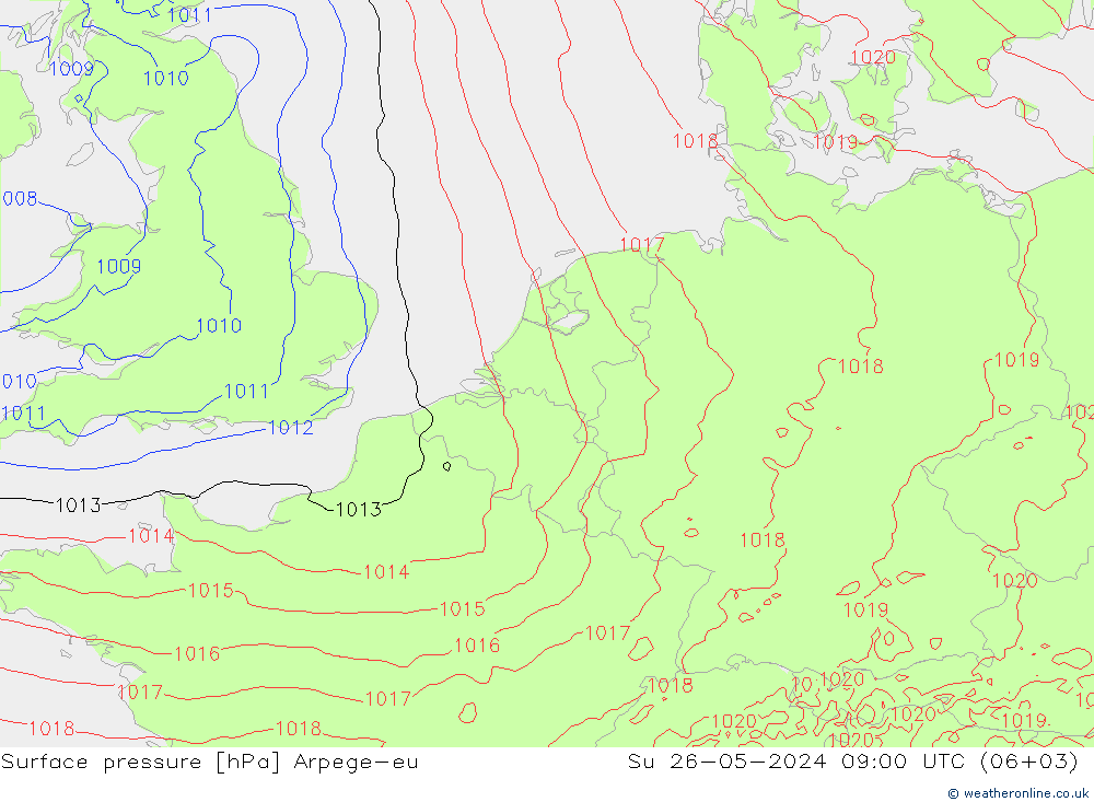 pressão do solo Arpege-eu Dom 26.05.2024 09 UTC