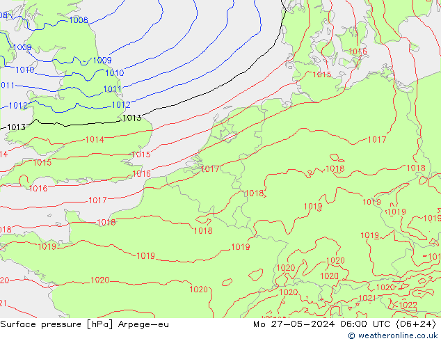 pressão do solo Arpege-eu Seg 27.05.2024 06 UTC