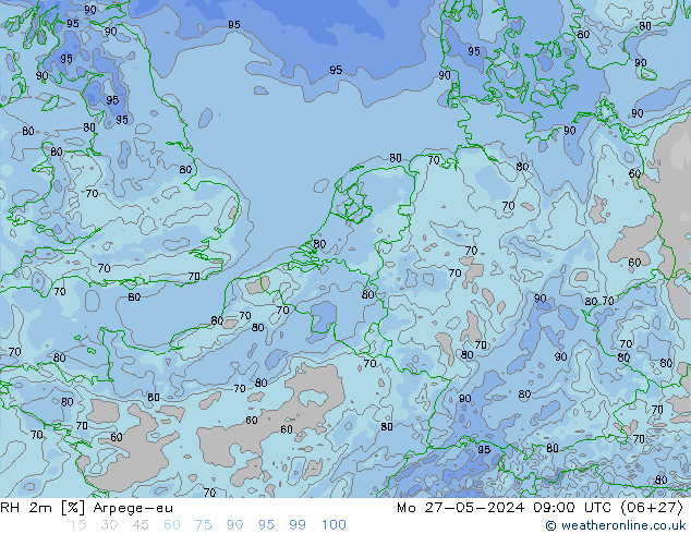 RH 2m Arpege-eu Mo 27.05.2024 09 UTC