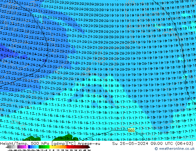 Hoogte/Temp. 500 hPa Arpege-eu zo 26.05.2024 09 UTC