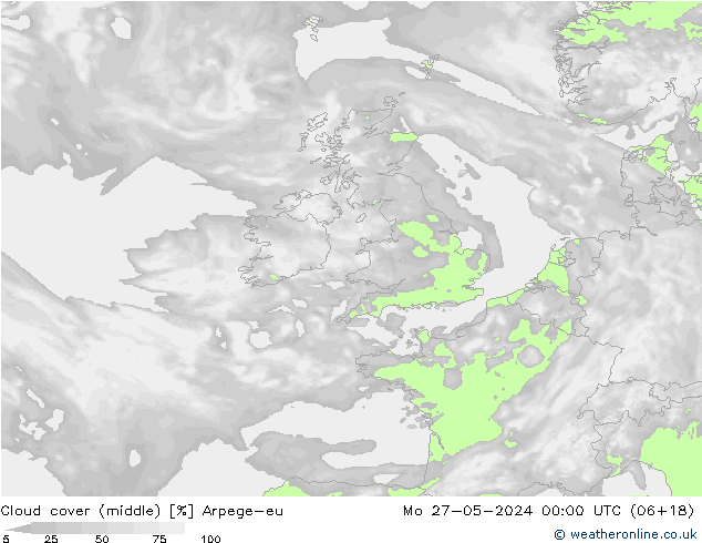 Wolken (mittel) Arpege-eu Mo 27.05.2024 00 UTC