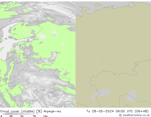 Bewolking (Middelb.) Arpege-eu di 28.05.2024 06 UTC
