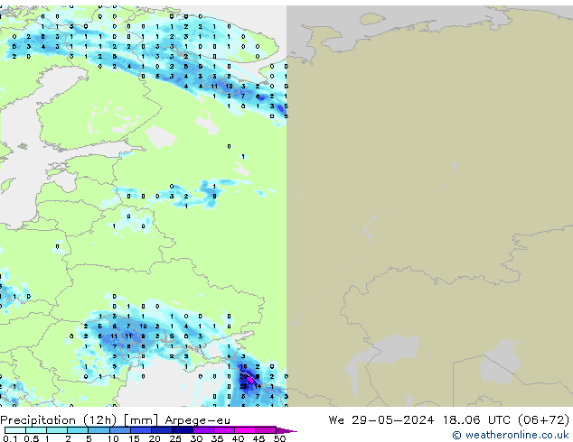 Nied. akkumuliert (12Std) Arpege-eu Mi 29.05.2024 06 UTC