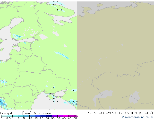 Precipitazione Arpege-eu dom 26.05.2024 15 UTC